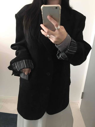 Over-shoulder Suede Semi-loose Fit Blazer Jacket