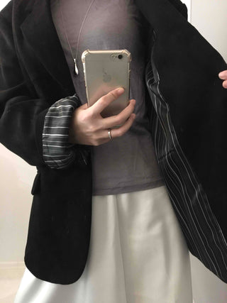 Over-shoulder Suede Semi-loose Fit Blazer Jacket