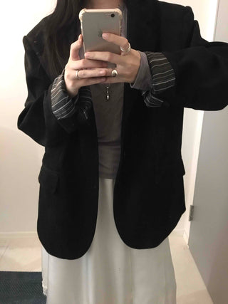 Over-shoulder Suede Semi-loose Fit Blazer Jacket