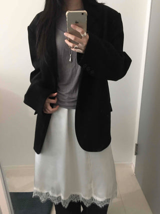 Over-shoulder Suede Semi-loose Fit Blazer Jacket
