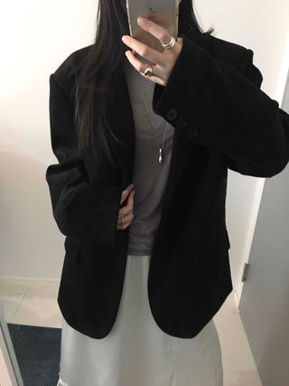 Over-shoulder Suede Semi-loose Fit Blazer Jacket