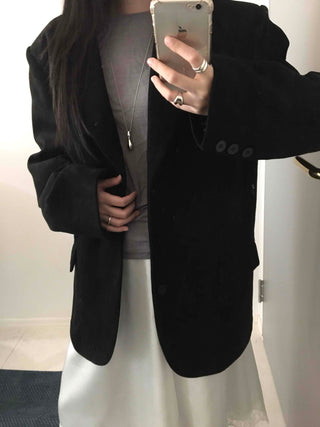Over-shoulder Suede Semi-loose Fit Blazer Jacket