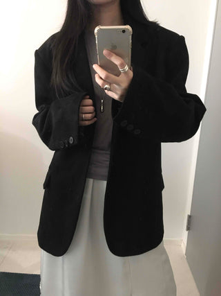 Over-shoulder Suede Semi-loose Fit Blazer Jacket