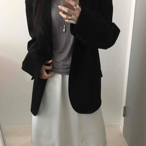 Over-shoulder Suede Semi-loose Fit Blazer Jacket