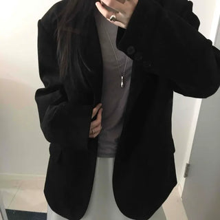 Over-shoulder Suede Semi-loose Fit Blazer Jacket