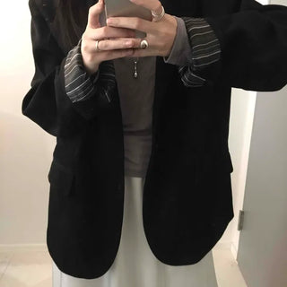 Over-shoulder Suede Semi-loose Fit Blazer Jacket
