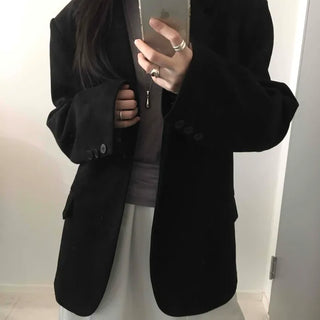 Over-shoulder Suede Semi-loose Fit Blazer Jacket