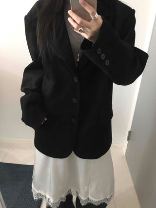 Over-shoulder Suede Semi-loose Fit Blazer Jacket