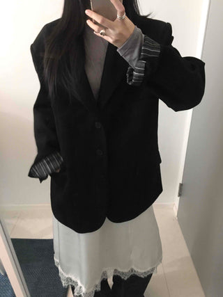 Over-shoulder Suede Semi-loose Fit Blazer Jacket