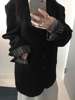 Over-shoulder Suede Semi-loose Fit Blazer Jacket