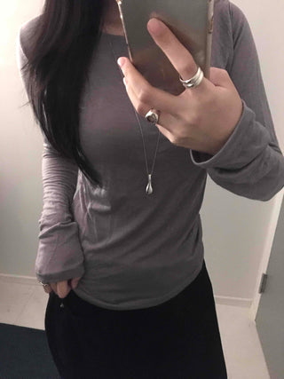 Minimal Basic Slim Fit Long Sleeve Tencel T-shirt