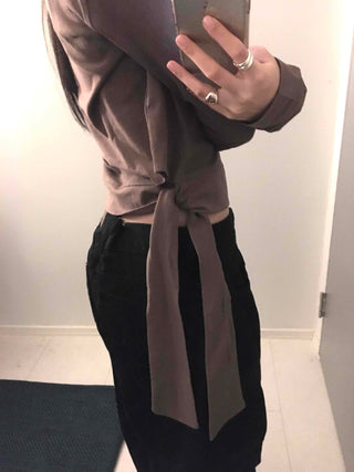 Soft Side Strap Off-Shoulder Long Sleeve Tee