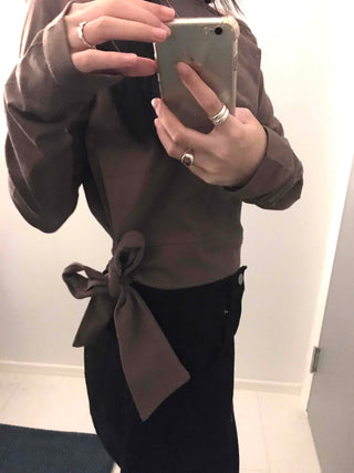 Soft Side Strap Off-Shoulder Long Sleeve Tee