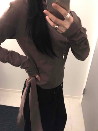 Soft Side Strap Off-Shoulder Long Sleeve Tee