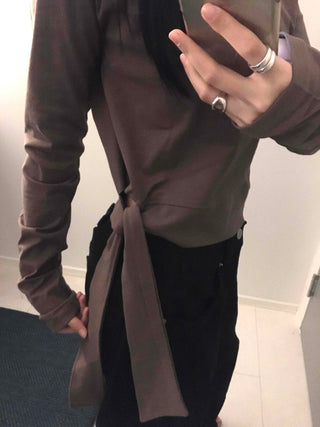 Soft Side Strap Off-Shoulder Long Sleeve Tee