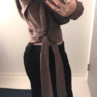 Soft Side Strap Off-Shoulder Long Sleeve Tee