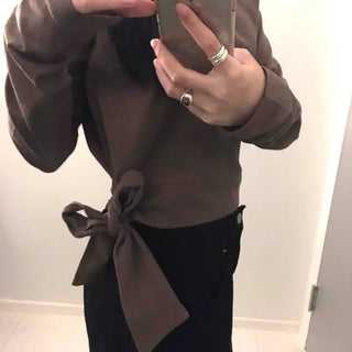 Soft Side Strap Off-Shoulder Long Sleeve Tee