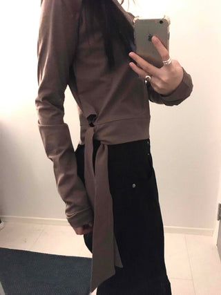 Soft Side Strap Off-Shoulder Long Sleeve Tee