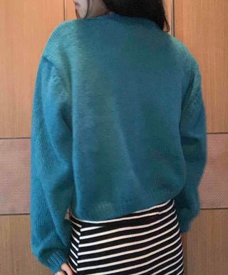 Soft Knit Balloon Sleeve Crop Button Cardigan
