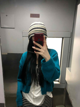 Soft Knit Balloon Sleeve Crop Button Cardigan