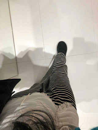 Center Slit Striped Flare Maxi Skirt