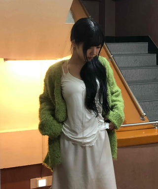 Fluffy Fuzzy Drop Shoulder Short Cardigan