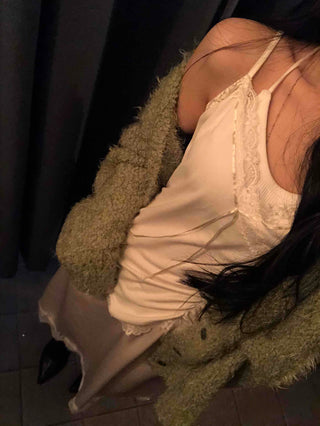 Fluffy Fuzzy Drop Shoulder Short Cardigan