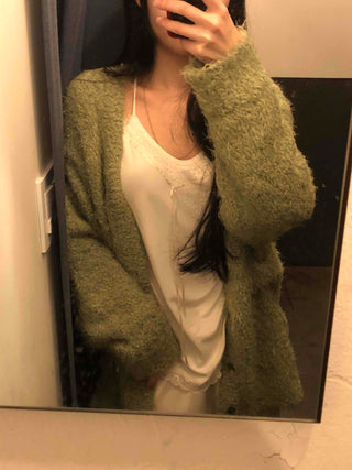 Fluffy Fuzzy Drop Shoulder Short Cardigan
