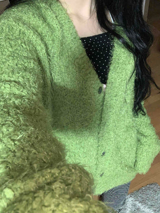Fluffy Fuzzy Drop Shoulder Short Cardigan