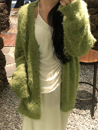 Fluffy Fuzzy Drop Shoulder Short Cardigan