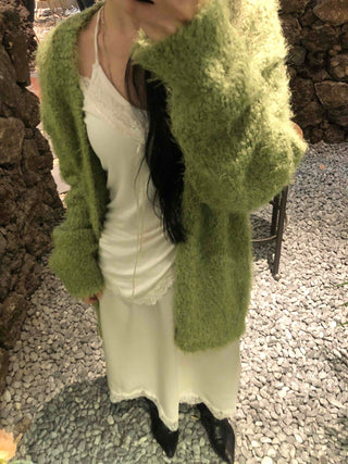 Fluffy Fuzzy Drop Shoulder Short Cardigan