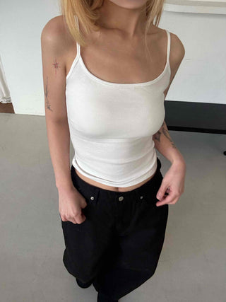 Basic Slim Fit Square Neck Ribbed Top