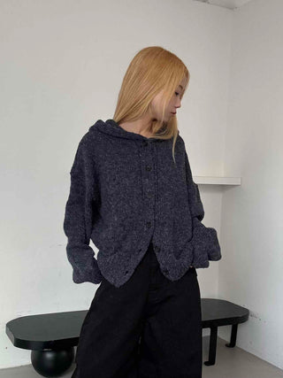 Fleece Texture Zip-Up Oversized Hooded Cardigan
