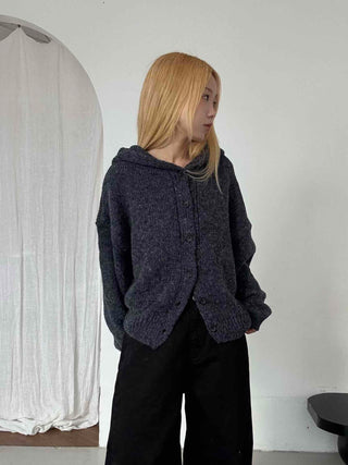Fleece Texture Zip-Up Oversized Hooded Cardigan