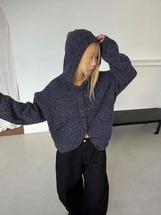 Fleece Texture Zip-Up Oversized Hooded Cardigan