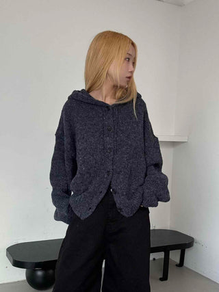 Fleece Texture Zip-Up Oversized Hooded Cardigan