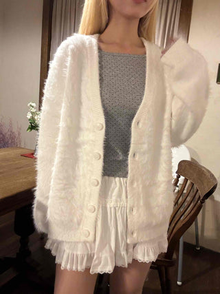 Fluffy Voluminous Fur Shawl Collar Crop Cardigan