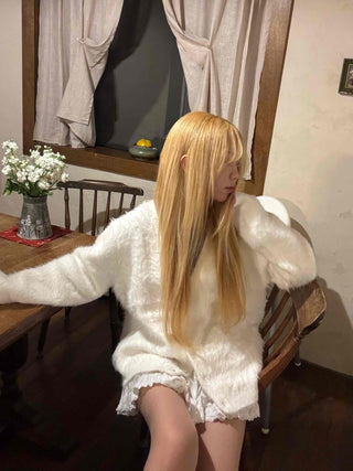Fluffy Voluminous Fur Shawl Collar Crop Cardigan