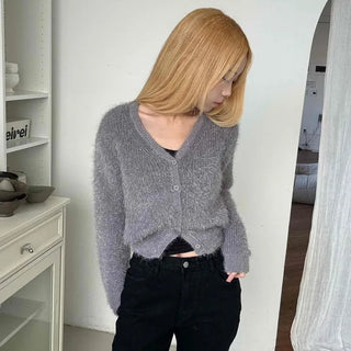 Daily Mohair Slim Fit V-Neck Button Cardigan