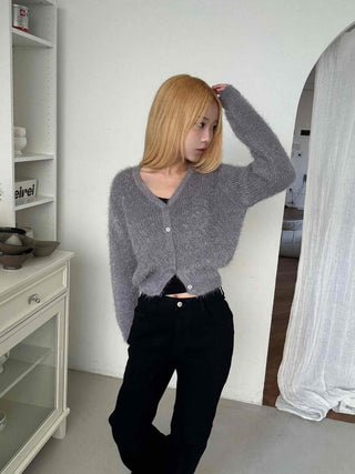 Daily Mohair Slim Fit V-Neck Button Cardigan