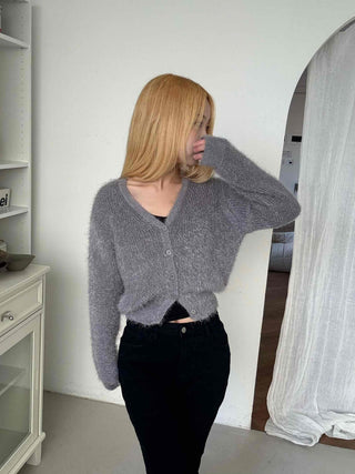 Daily Mohair Slim Fit V-Neck Button Cardigan