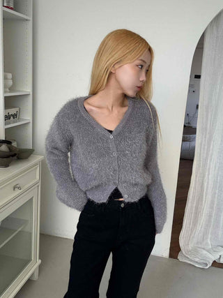Daily Mohair Slim Fit V-Neck Button Cardigan