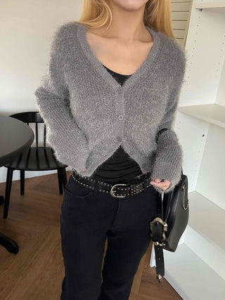 Daily Mohair Slim Fit V-Neck Button Cardigan
