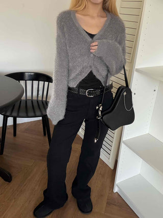 Daily Mohair Slim Fit V-Neck Button Cardigan