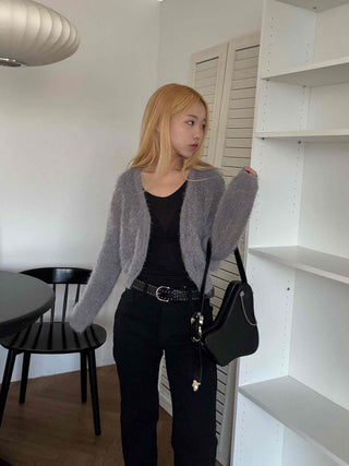 Daily Mohair Slim Fit V-Neck Button Cardigan