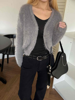 Daily Mohair Slim Fit V-Neck Button Cardigan
