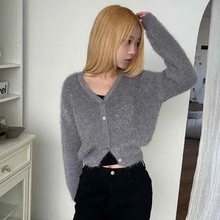 Daily Mohair Slim Fit V-Neck Button Cardigan