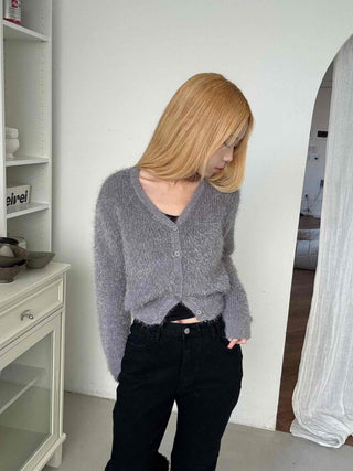 Daily Mohair Slim Fit V-Neck Button Cardigan