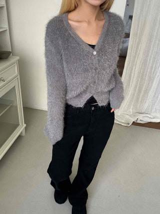 Daily Mohair Slim Fit V-Neck Button Cardigan