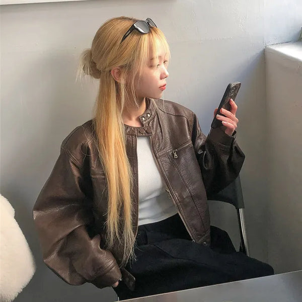 Eder Bike Crop Leather Jacket